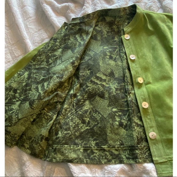 Vintage Lime Green Suede Button Up Jacket - Picture 4 of 7